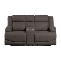 Chocolate Color Microfiber Upholstered 1Pc Double Reclining Loveseat With Center Console Transitional Living Room Furniture Chocolate Primary Living Space Microfiber