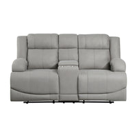Attractive Gray Color Microfiber Upholstered 1Pc Double Reclining Loveseat With Center Console Transitional Living Room Gray Primary Living Space Transitional Microfiber