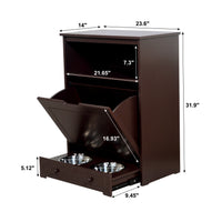 Pet Feeder Station With Storage,Made Of Mdf And Waterproof Painted,Dog And Cat Feeder Cabinet With Stainless Bowl Brown Mdf