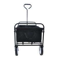 Folding Wagon Garden Shopping Beach Cart Black Black Steel