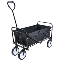 Folding Wagon Garden Shopping Beach Cart Black Black Steel
