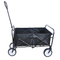 Folding Wagon Garden Shopping Beach Cart Black Black Steel