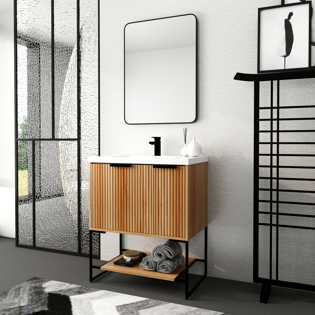 30 Inch Freestanding Bathroom Vanity With Resin Basin,30X18, W99951318 Maple Bathroom Modern Plywood