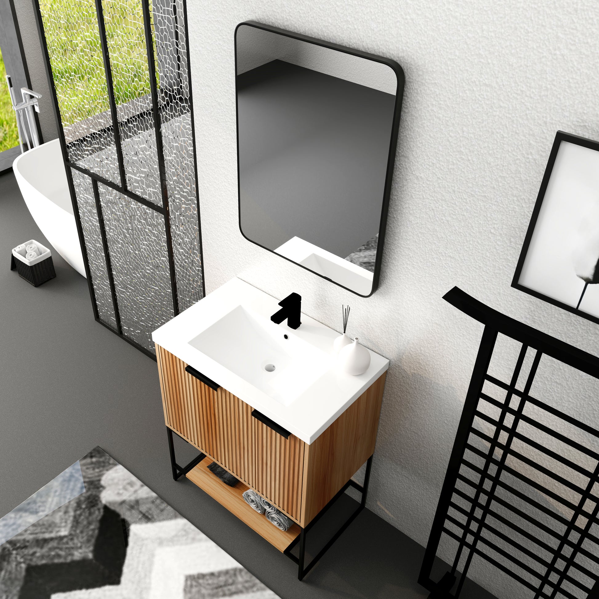 30 Inch Freestanding Bathroom Vanity With Resin Basin,30X18, W99951318 Maple Bathroom Modern Plywood