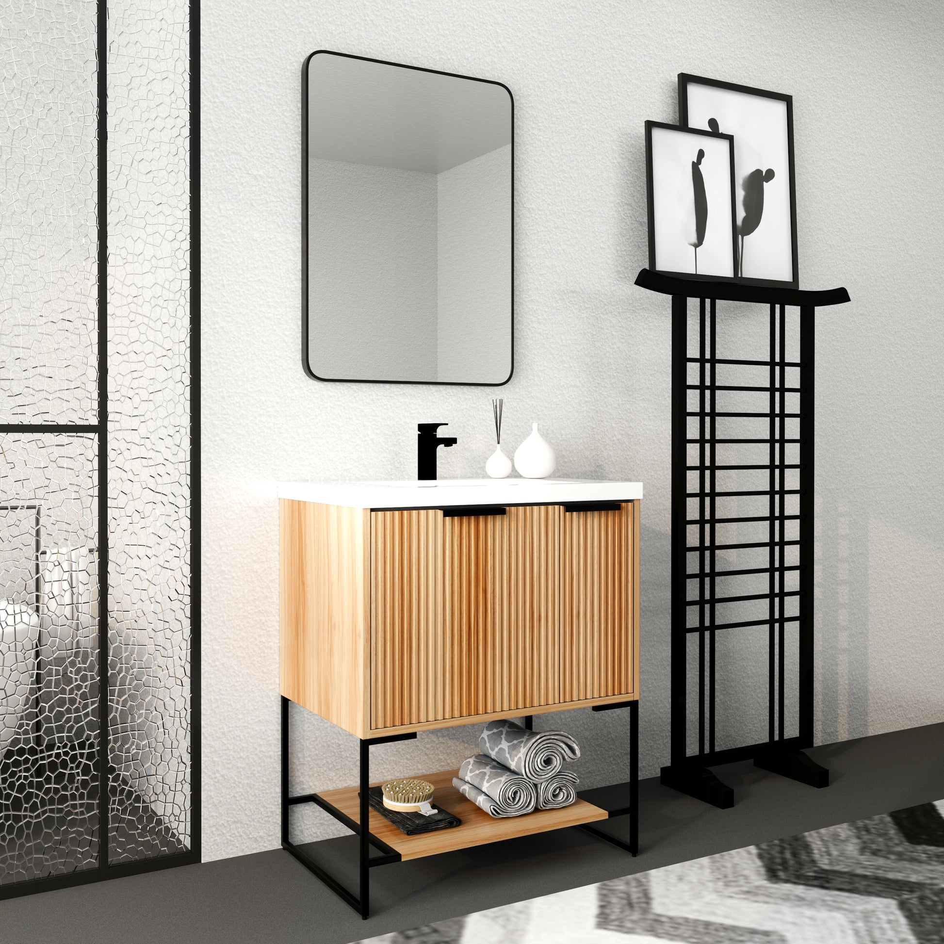 30 Inch Freestanding Bathroom Vanity With Resin Basin,30X18, W99951318 Maple Bathroom Modern Plywood