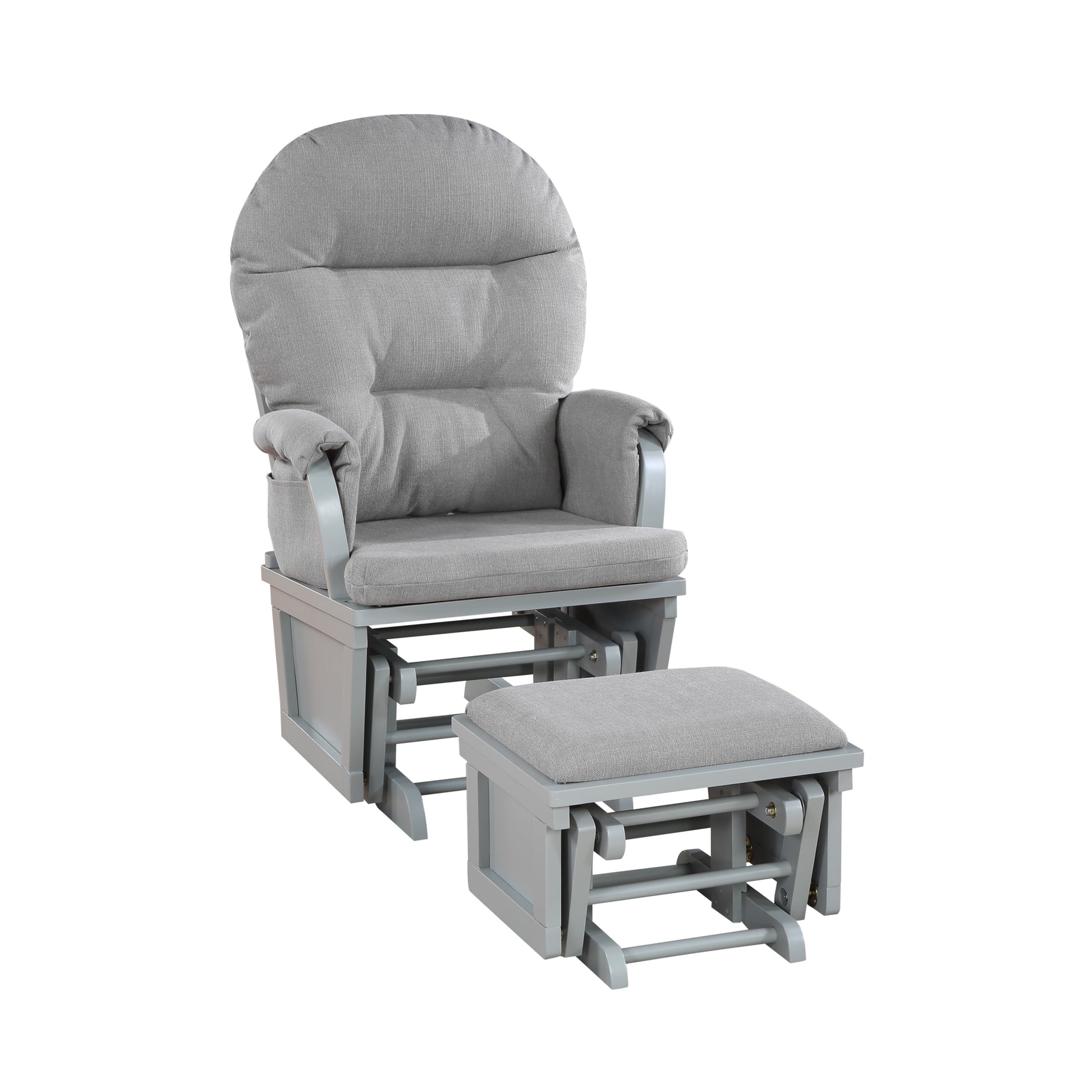 Madison Glider & Ottoman Gray Oyster Grey Polyester Solid Wood