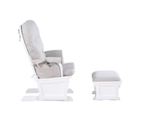 Madison Glider & Ottoman White Woven Gray White Polyester Solid Wood