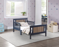 Connelly Reversible Panel Toddler Bed Midnight Blue Vintage Walnut Blue Solid Wood