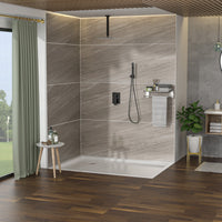 Dual Shower Head 10 Inch Ceiling Mount Square Shower System With Rough In Valve, Oil Rubber Bronze Oil Rubbed Bronze Stainless Steel