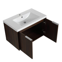 72 Inch Soft Close Doors Bathroom Vanity With Sink, A Small Storage Shelves, 30" And 12" Combination Cabinet, Kd Packing California Walnut 4 1 Bathroom Wall Mounted Modern Plywood