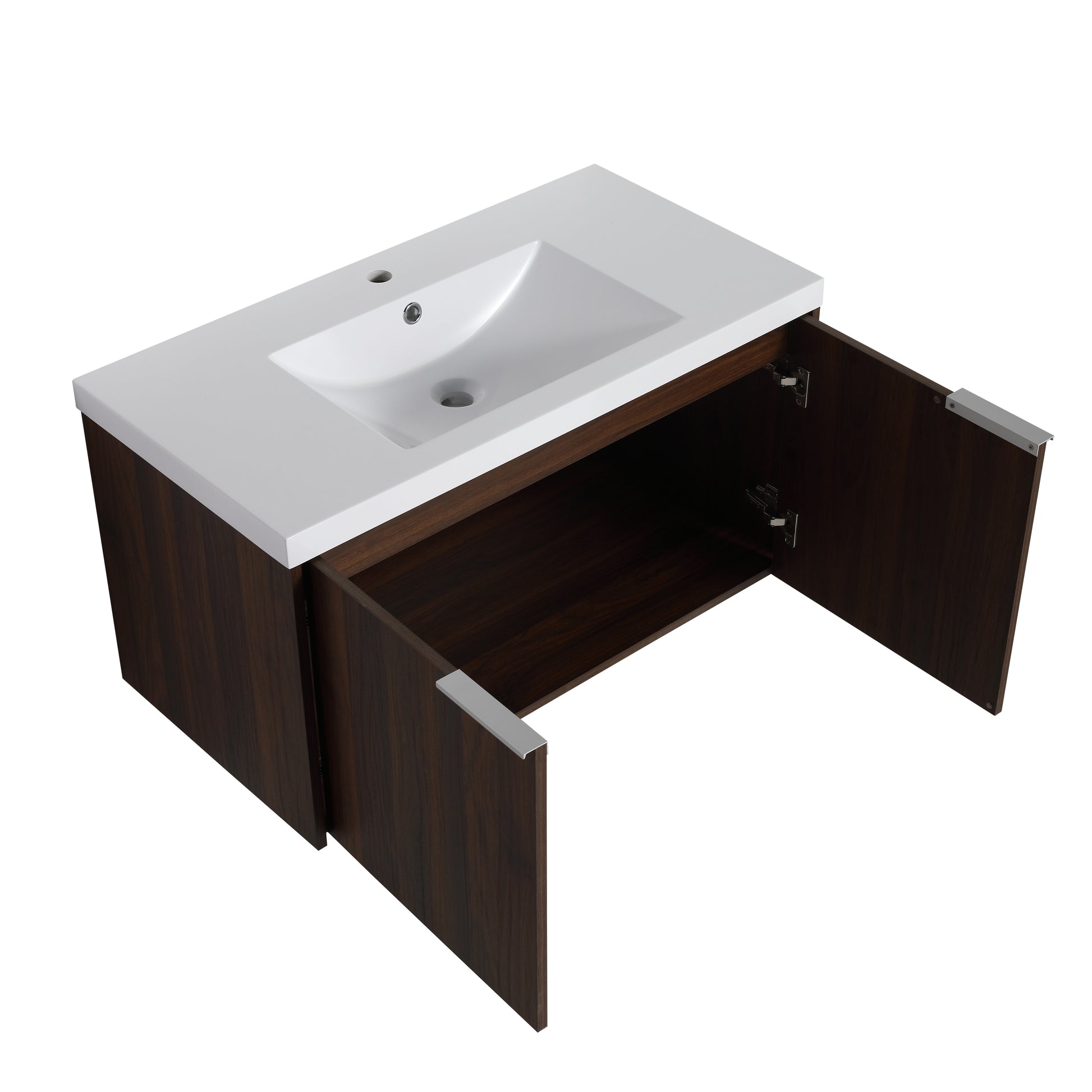 84 Inch Soft Close Doors Bathroom Vanity With Sink, A Small Storage Shelves, 36" And 12" Combination Cabinet, Kd Packing California Walnut 4 1 Bathroom Wall Mounted Modern Plywood