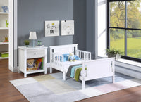 Connelly Reversible Panel Toddler Bed White Rockport Gray White Solid Wood