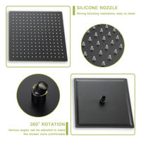 Dual Shower Head 10 Inch Ceiling Mount Square Shower System With Rough In Valve, Oil Rubber Bronze Oil Rubbed Bronze Stainless Steel