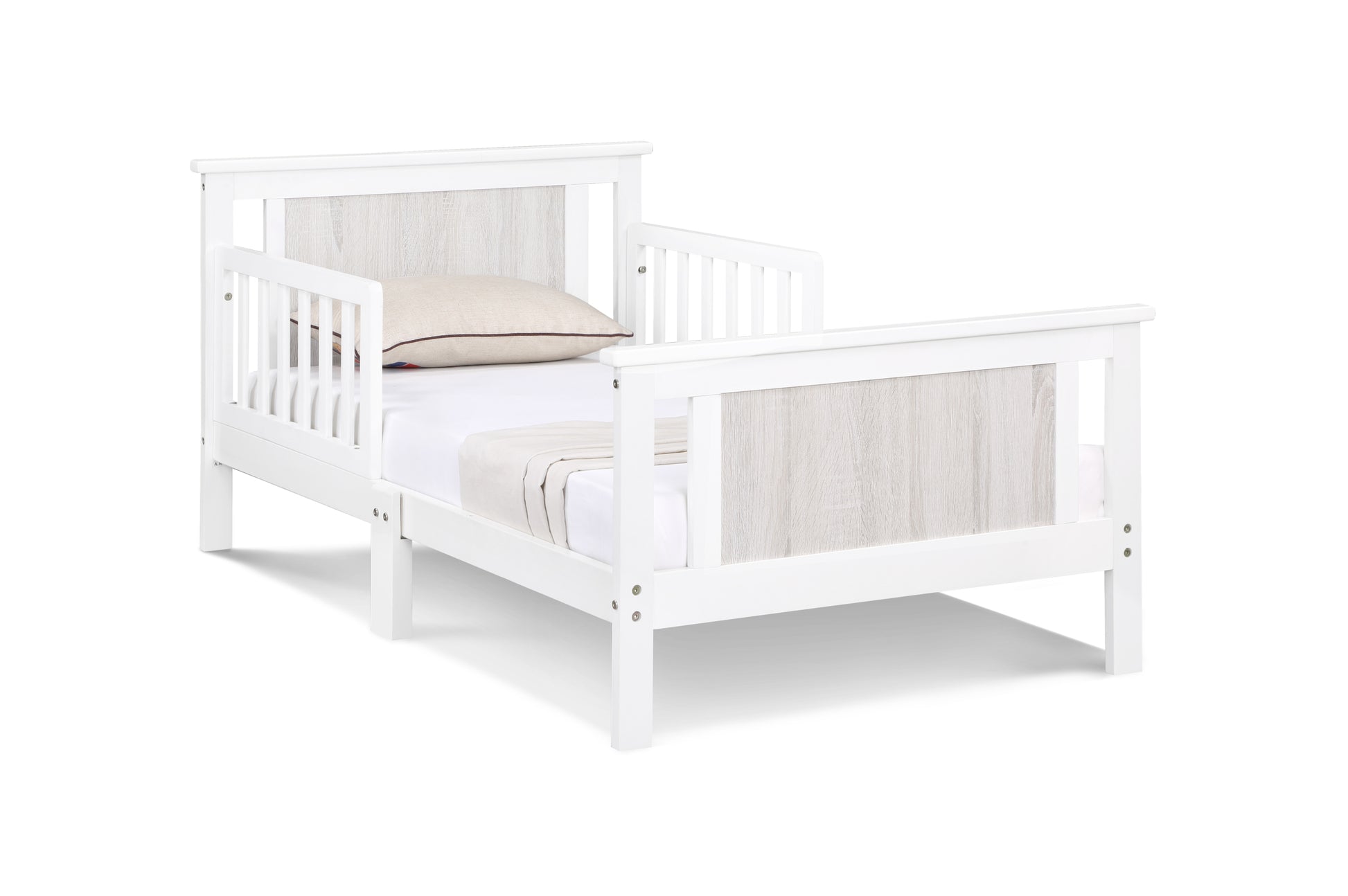 Connelly Reversible Panel Toddler Bed White Rockport Gray White Solid Wood