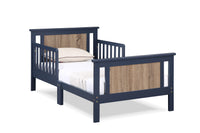 Connelly Reversible Panel Toddler Bed Midnight Blue Vintage Walnut Blue Solid Wood