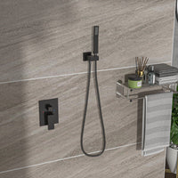 Dual Shower Head 10 Inch Ceiling Mount Square Shower System With Rough In Valve, Oil Rubber Bronze Oil Rubbed Bronze Stainless Steel