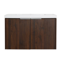 72 Inch Soft Close Doors Bathroom Vanity With Sink, A Small Storage Shelves, 30" And 12" Combination Cabinet, Kd Packing California Walnut 4 1 Bathroom Wall Mounted Modern Plywood