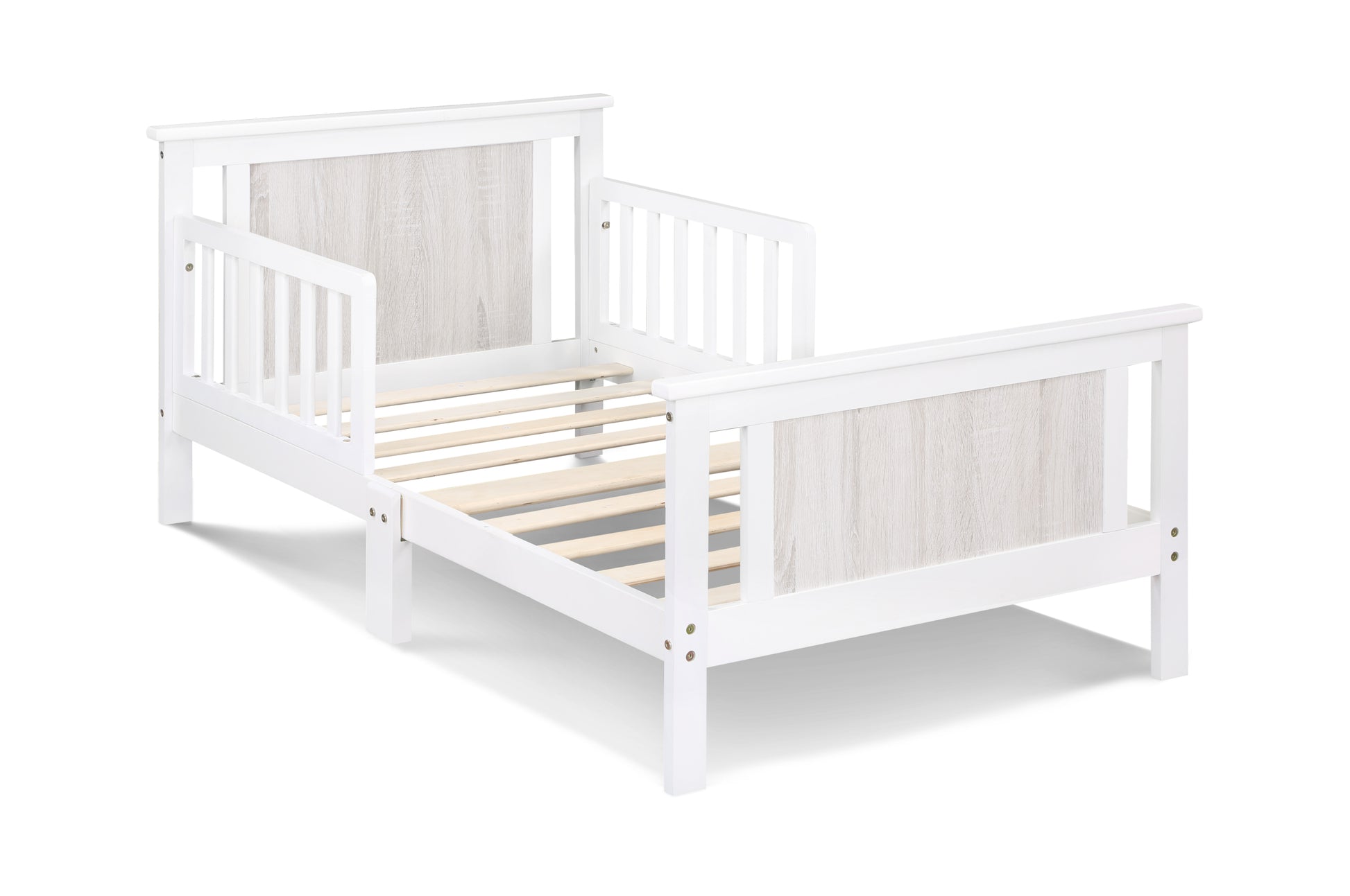 Connelly Reversible Panel Toddler Bed White Rockport Gray White Solid Wood