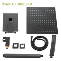 Dual Shower Head 10 Inch Ceiling Mount Square Shower System With Rough In Valve, Oil Rubber Bronze Oil Rubbed Bronze Stainless Steel