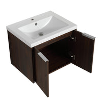 60 Inch Soft Close Doors Bathroom Vanity With Sink, A Small Storage Shelves, 24" And 12" Combination Cabinet, Kd Packing California Walnut 4 1 Bathroom Wall Mounted Modern Plywood