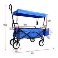 Garden Shopping Beach Cart Folding Wagon Blue Blue Metal