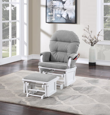 Madison Glider & Ottoman White Oyster White Polyester Solid Wood