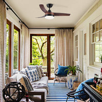 42 In Intergrated Led Ceiling Fan Lighting With Brown Wood Grain Abs Blade Brown Abs