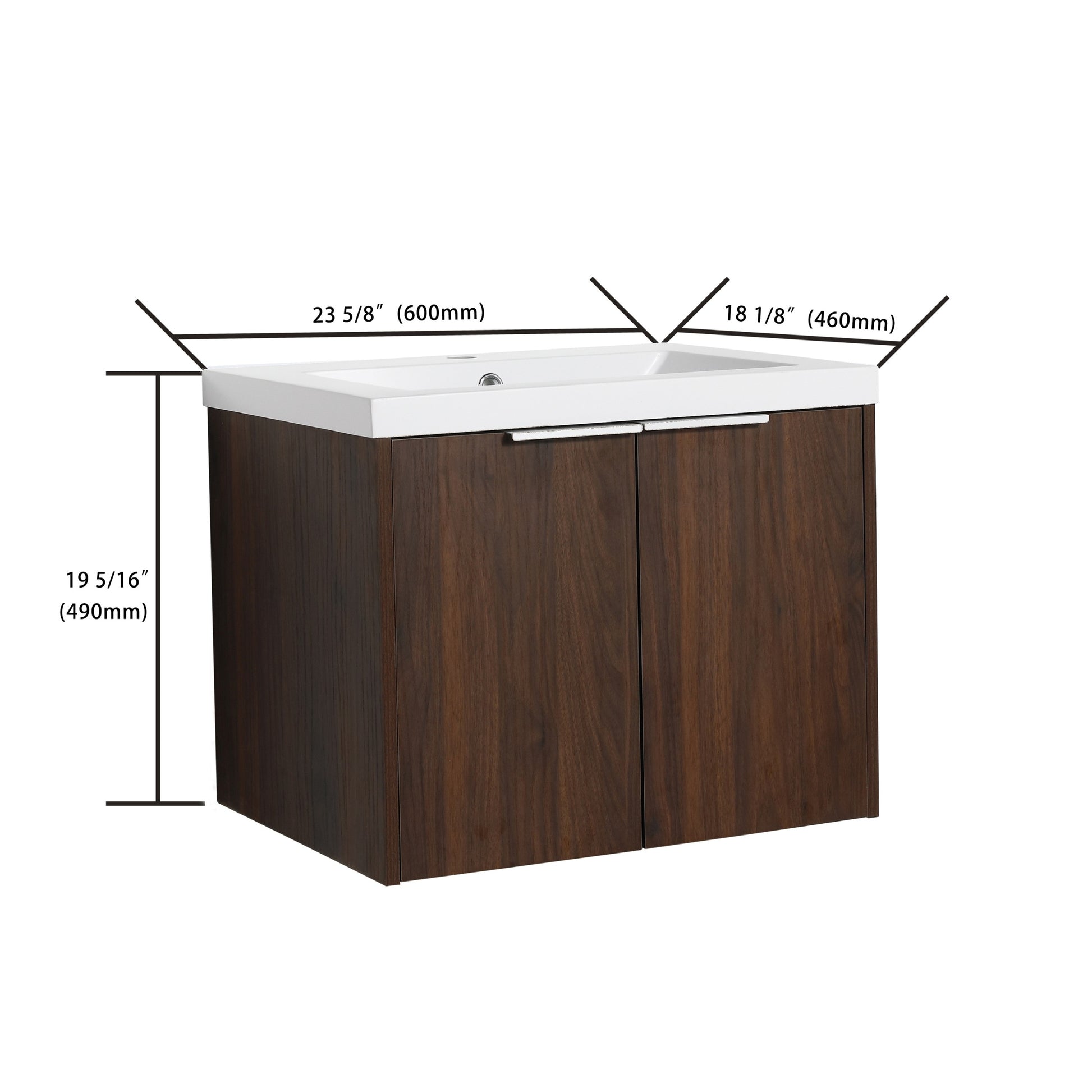 Bathroom Cabinet With Sink,Soft Close Doors,Float Mounting Design,24 Inch For Small Bathroom,24X18 00624Caw Kd Packing California Walnut 2 Bathroom Wall Mounted Modern Plywood Plywood