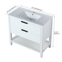 36 Inch Bathroom Vanity Plywood With 2 Drawers,36X18 2 White Bathroom Freestanding Plywood