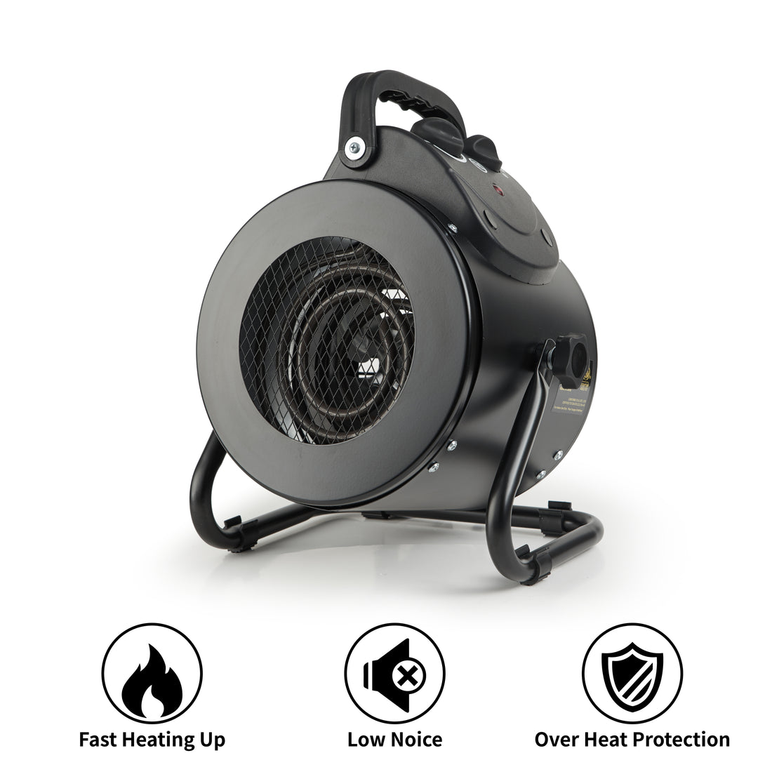 Ipower Electric Heater Fan For Greenhouse, Grow Tent, Workplace, Overheat Protection, Fast Heating, Spraywater Proof Ipx4, Black Black Steel