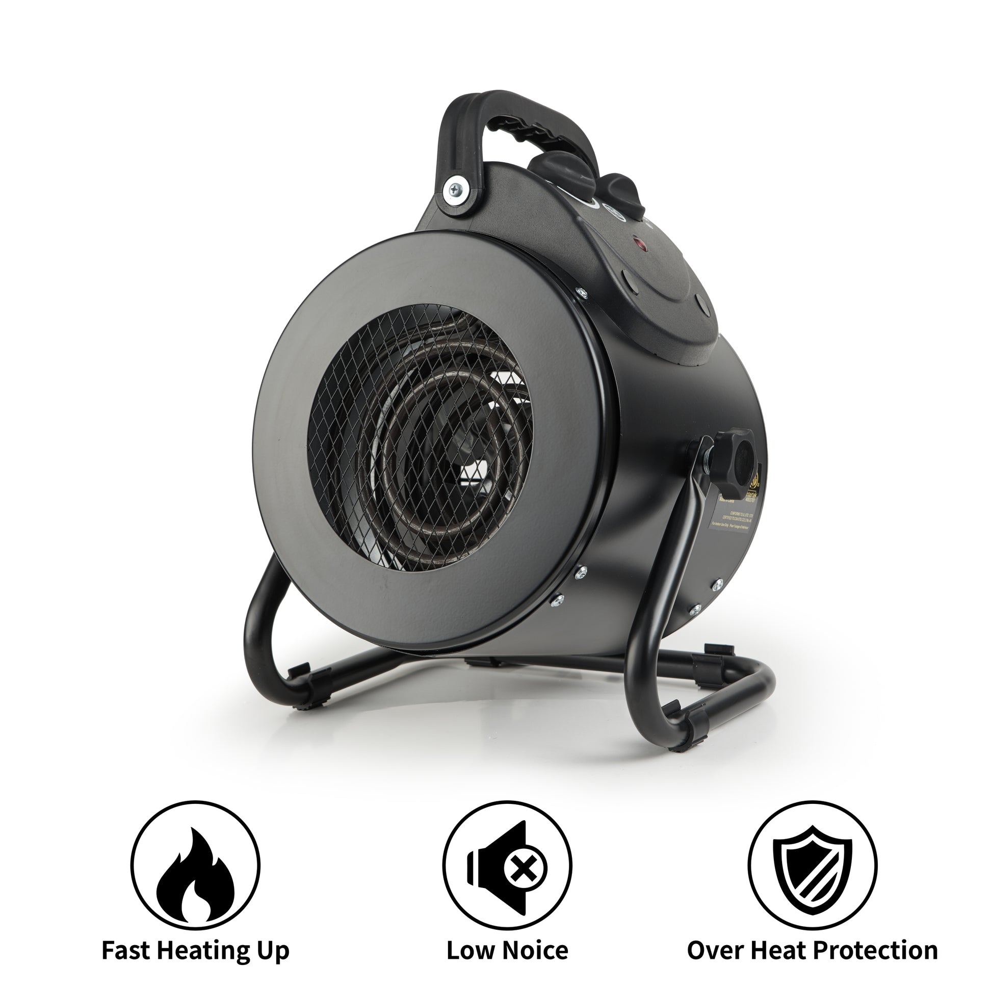 Ipower Electric Heater Fan For Greenhouse, Grow Tent, Workplace, Overheat Protection, Fast Heating, Spraywater Proof Ipx4, Black Black Steel