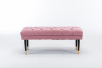 Tufted Bench Modern Velvet Button Upholstered Ottoman Enches Bedroom Rectangle Fabric Footstool With Metal Legs For Living Room Entryway,Pink Pink Foam Fabric