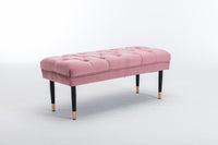 Tufted Bench Modern Velvet Button Upholstered Ottoman Enches Bedroom Rectangle Fabric Footstool With Metal Legs For Living Room Entryway,Pink Pink Foam Fabric