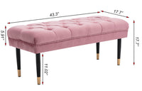 Tufted Bench Modern Velvet Button Upholstered Ottoman Enches Bedroom Rectangle Fabric Footstool With Metal Legs For Living Room Entryway,Pink Pink Foam Fabric