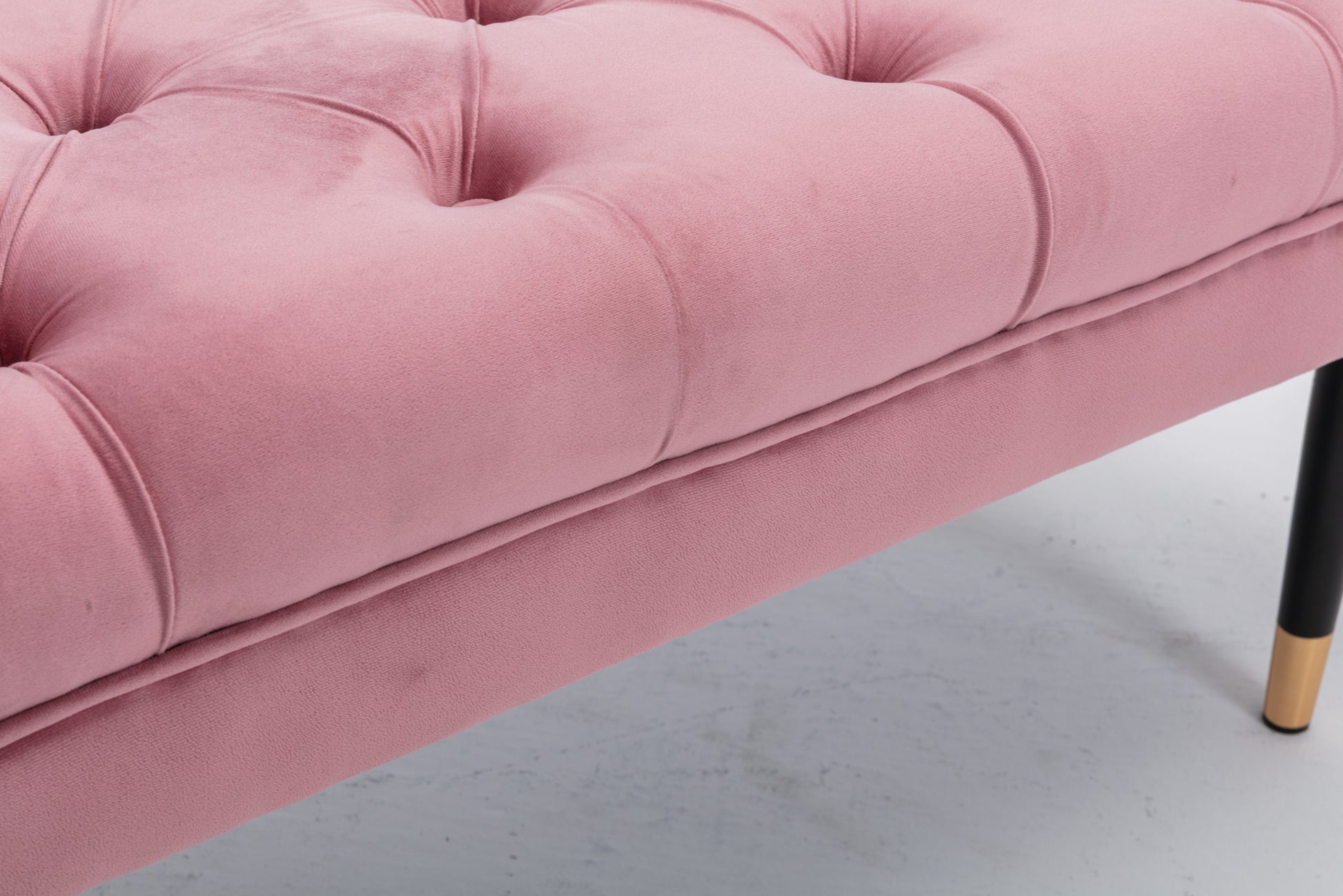 Tufted Bench Modern Velvet Button Upholstered Ottoman Enches Bedroom Rectangle Fabric Footstool With Metal Legs For Living Room Entryway,Pink Pink Foam Fabric