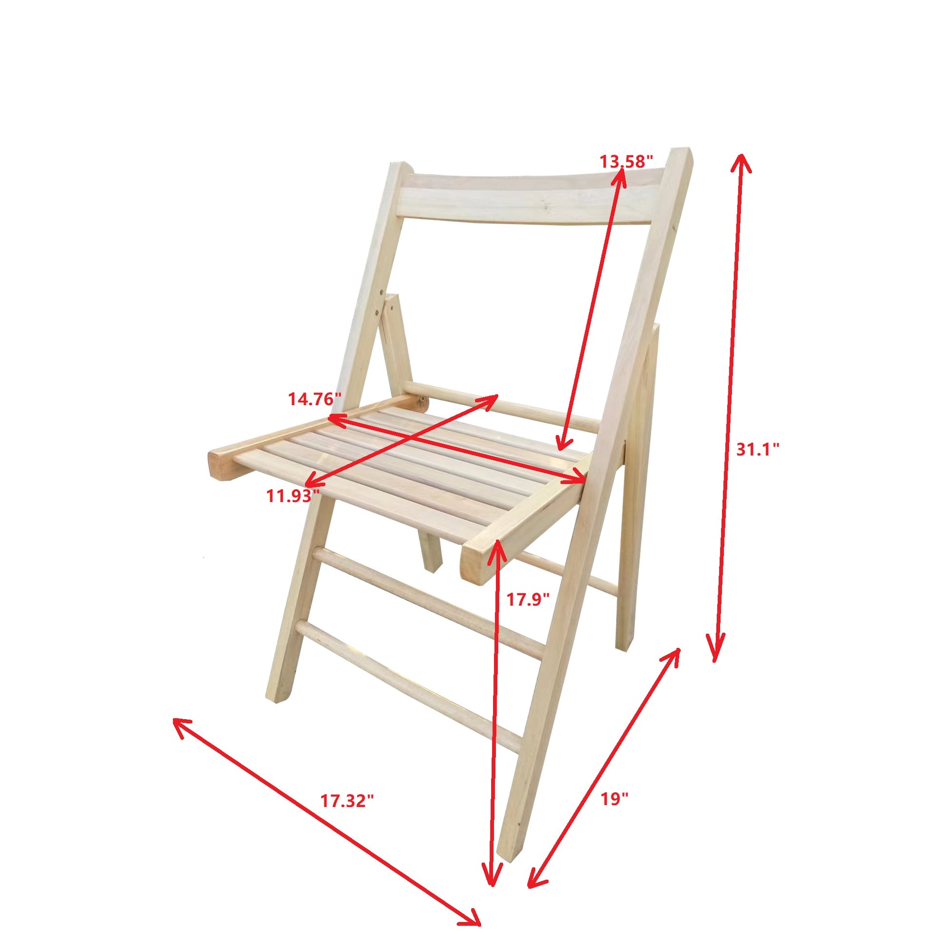 Folding Chair 2 S, Foldable Style Natural Natural Solid Wood