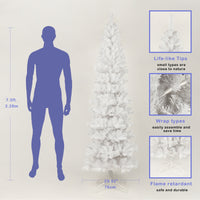 7.5Ft White Slim Artificial Christmas Tree Includes Foldable Metal Stand White American Traditional Polyester Polyester