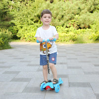 Simplelux Kids Scooter 4 Adjustable Height, Extra Wide Deck With Brake & 3 Pu Flashing Wheels, Over 3 Years Old,Blue Blue Polyurethane
