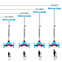 Simplelux Kids Scooter 4 Adjustable Height, Extra Wide Deck With Brake & 3 Pu Flashing Wheels, Over 3 Years Old,Blue Blue Polyurethane