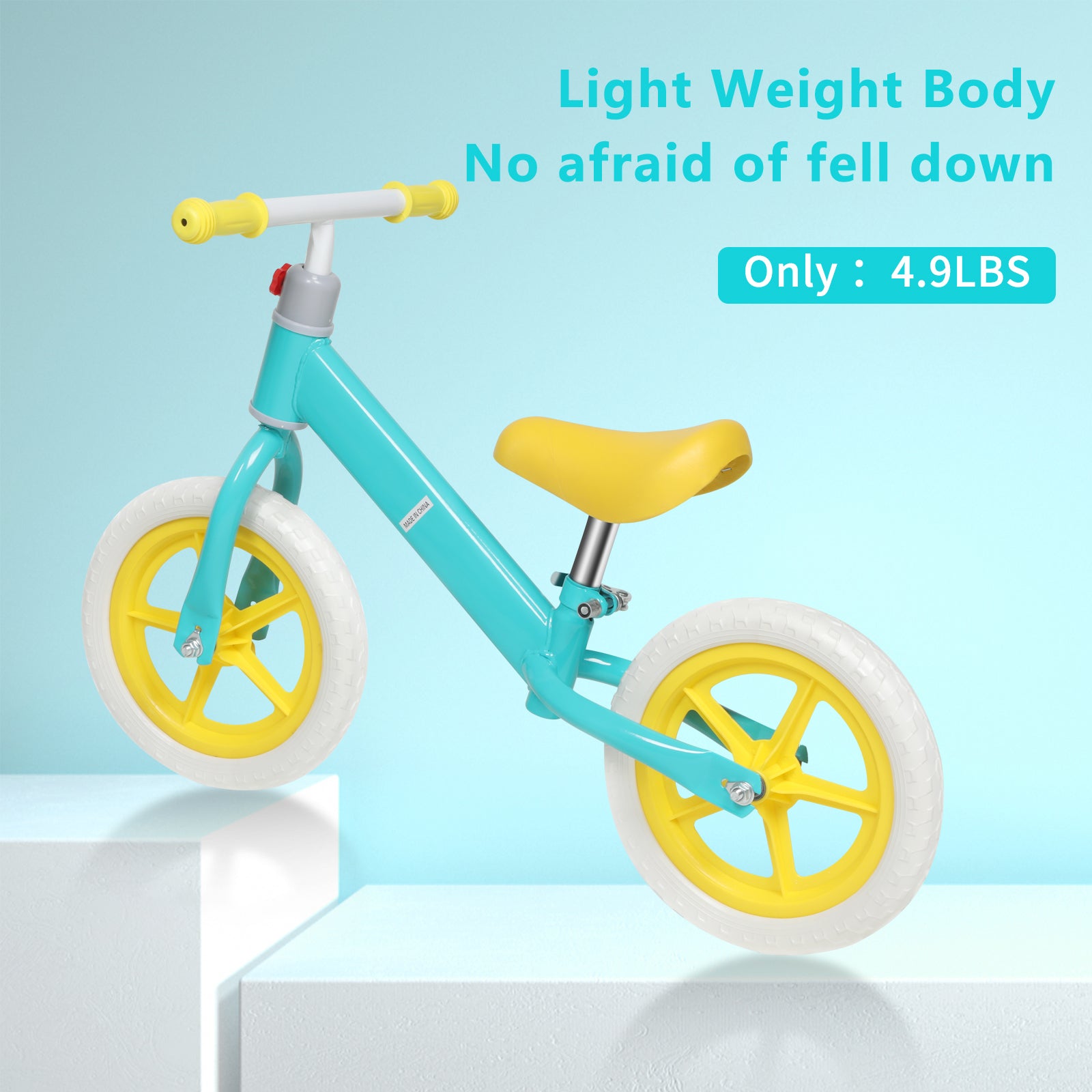 11Inch Kids Balance Bike Adjustable Height Carbon Steel & Pe Tires For 2 6 Years Blue Steel