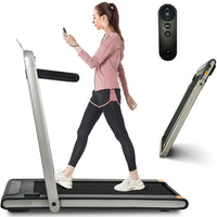 2 In 1 Under Desk Treadmill, 2.5Hp Folding Electric Treadmill Walking Jogging Machine For Home Office With Remote Control Antique Gray Iron