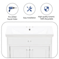 30" Bathroom Vanity With Sink, Bathroom Cabinet With Two Doors And One Drawer, White Old Sku: Jl000005Aak White Solid Wood