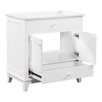 30" Bathroom Vanity Base Without Sink, Bathroom Cabinet With Two Doors And One Drawer, White White Solid Wood