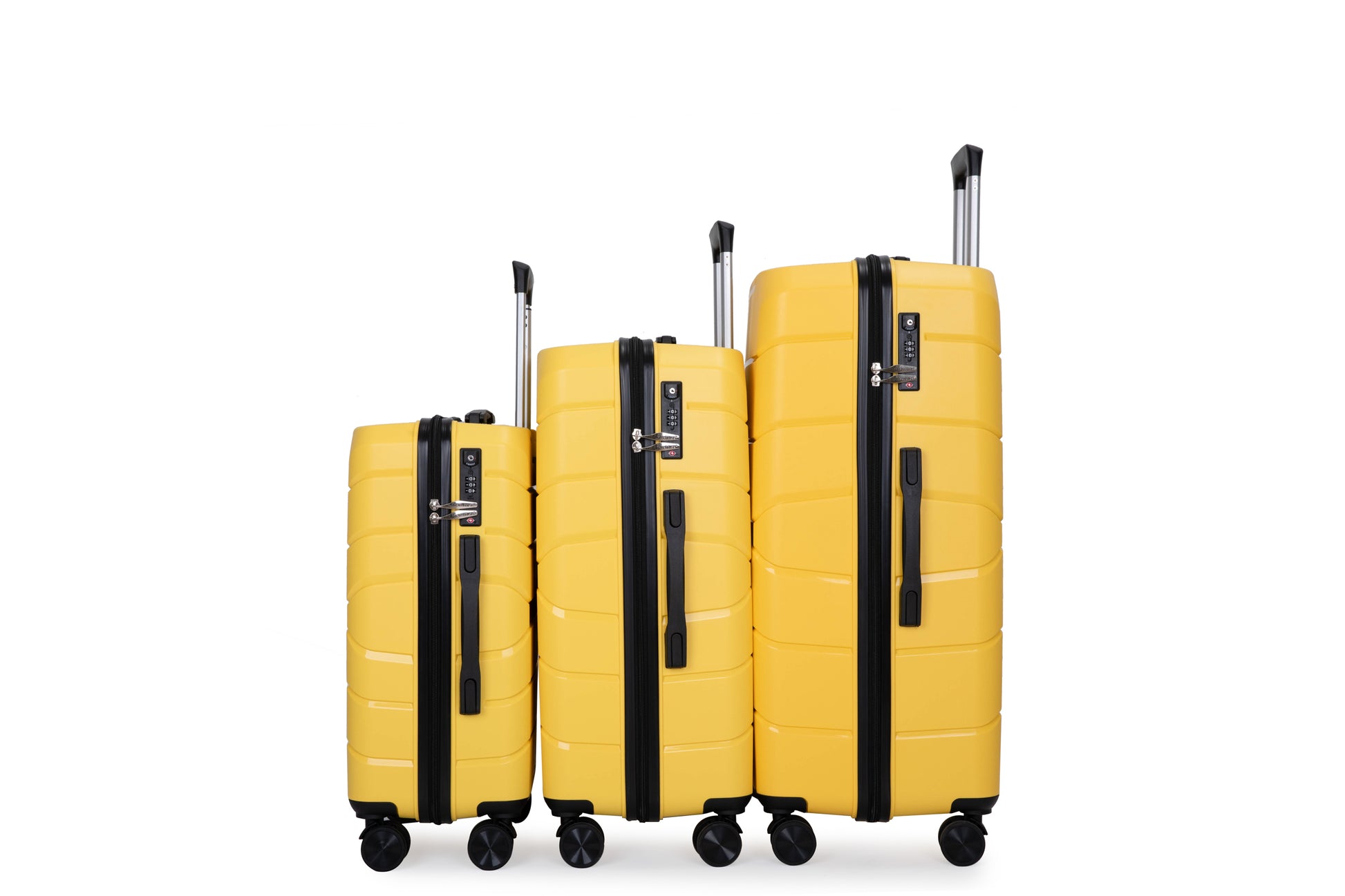 Hardshell Suitcase Spinner Wheels Pp Luggage Sets Lightweight Durable Suitcase With Tsa Lock,3 Piece Set 20 24 28 ,Yellow Yellow Polypropylene