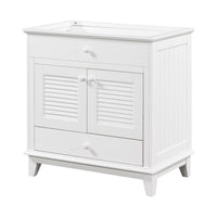 30" Bathroom Vanity Base Without Sink, Bathroom Cabinet With Two Doors And One Drawer, White White Solid Wood