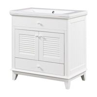 30" Bathroom Vanity With Sink, Bathroom Cabinet With Two Doors And One Drawer, White Old Sku: Jl000005Aak 1 White Solid Wood