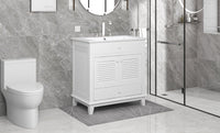 30" Bathroom Vanity With Sink, Bathroom Cabinet With Two Doors And One Drawer, White Old Sku: Jl000005Aak 1 White Solid Wood