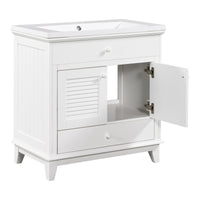 30" Bathroom Vanity With Sink, Bathroom Cabinet With Two Doors And One Drawer, White Old Sku: Jl000005Aak White Solid Wood