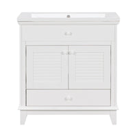 30" Bathroom Vanity With Sink, Bathroom Cabinet With Two Doors And One Drawer, White Old Sku: Jl000005Aak 1 White Solid Wood