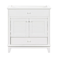 30" Bathroom Vanity Base Without Sink, Bathroom Cabinet With Two Doors And One Drawer, White White Solid Wood